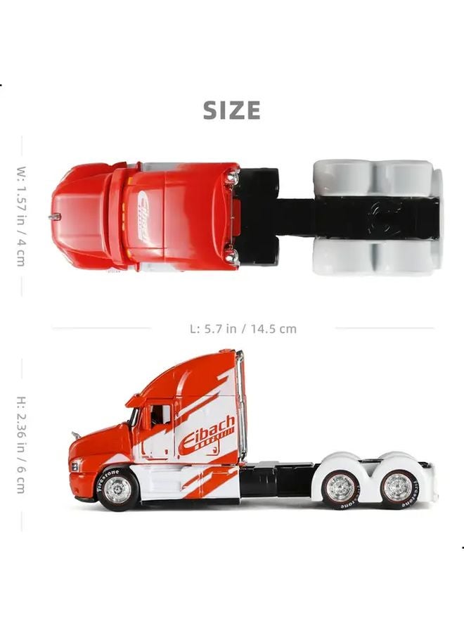 1 64 Scale Red White Semi Truck Model ABS Material For Adult Collectors - Image 2
